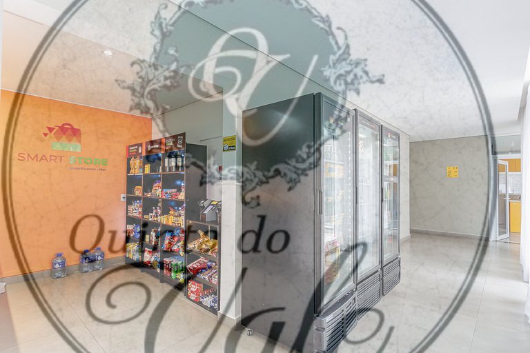 Studio 200m do Allianz; garagem coberta, varanda, academia,