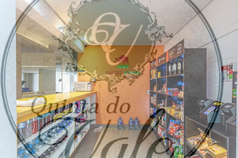 Studio 200m do Allianz; garagem coberta, varanda, academia,